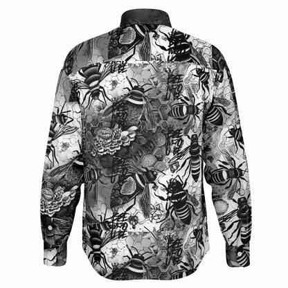 Bee Who U Be Long Sleeve Button Down Shirt - AOP