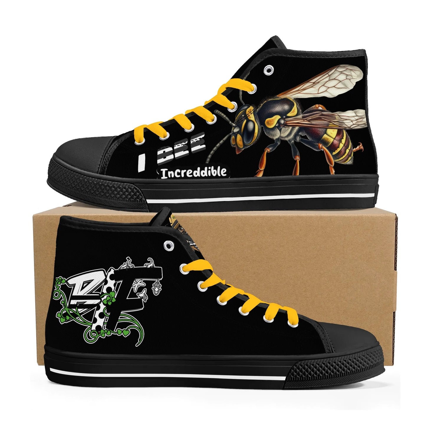 Blk Insct Famili Mens High Top Canvas Shoes - Customized Tongue