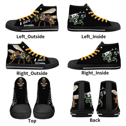 Blk Insct Famili Mens High Top Canvas Shoes - Customized Tongue