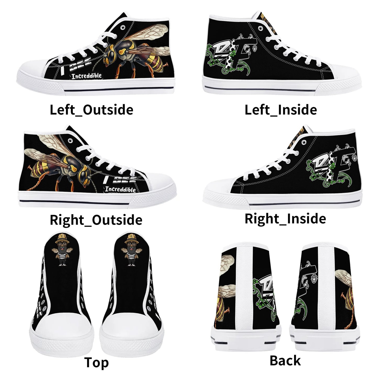 Blk Insct Famili Mens High Top Canvas Shoes - Customized Tongue