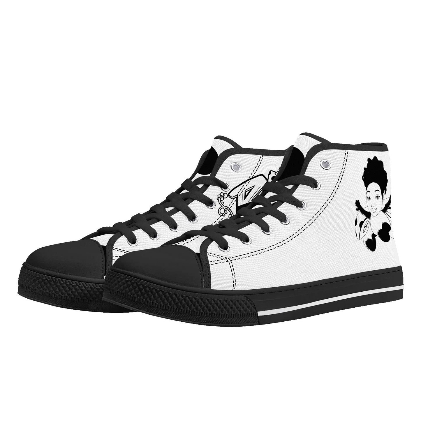 Womens High Top Canvas Shoes - Customized Tongue