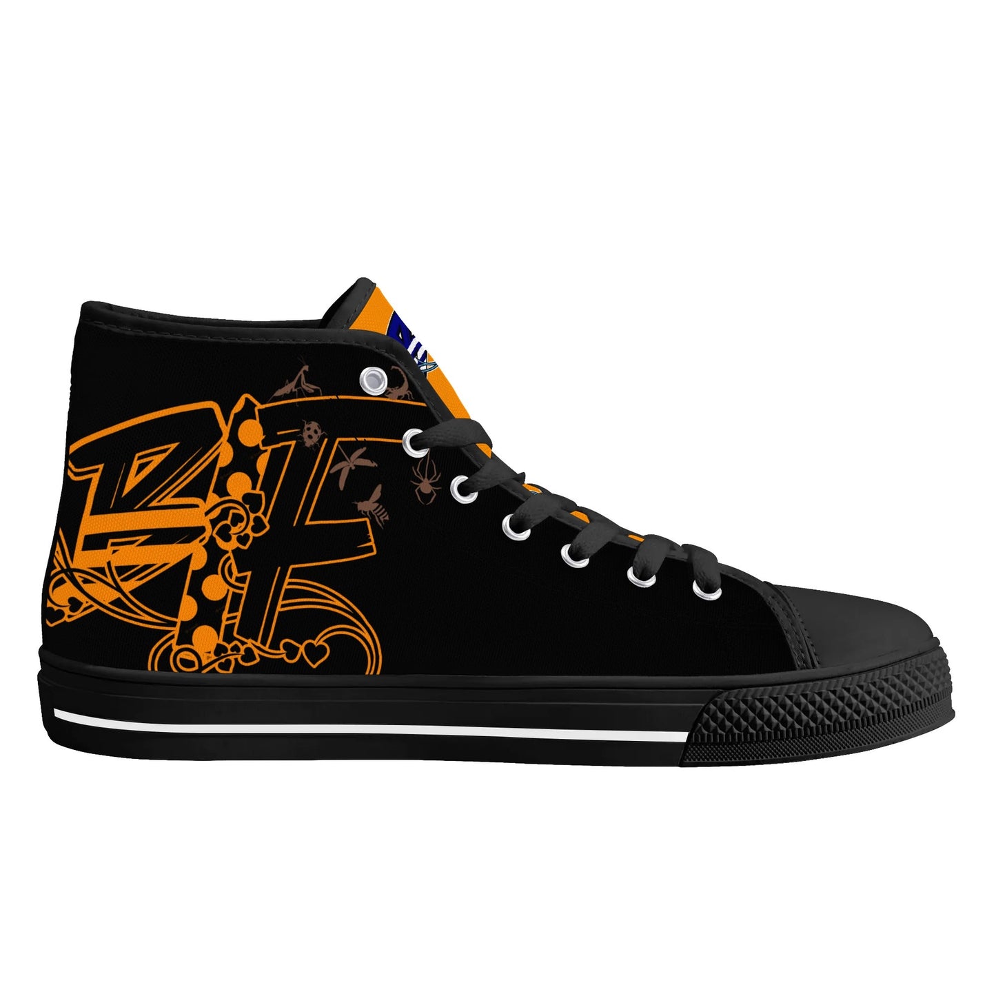 Blk Insct Famili Mens High Top Canvas Shoes - Customized Tongue