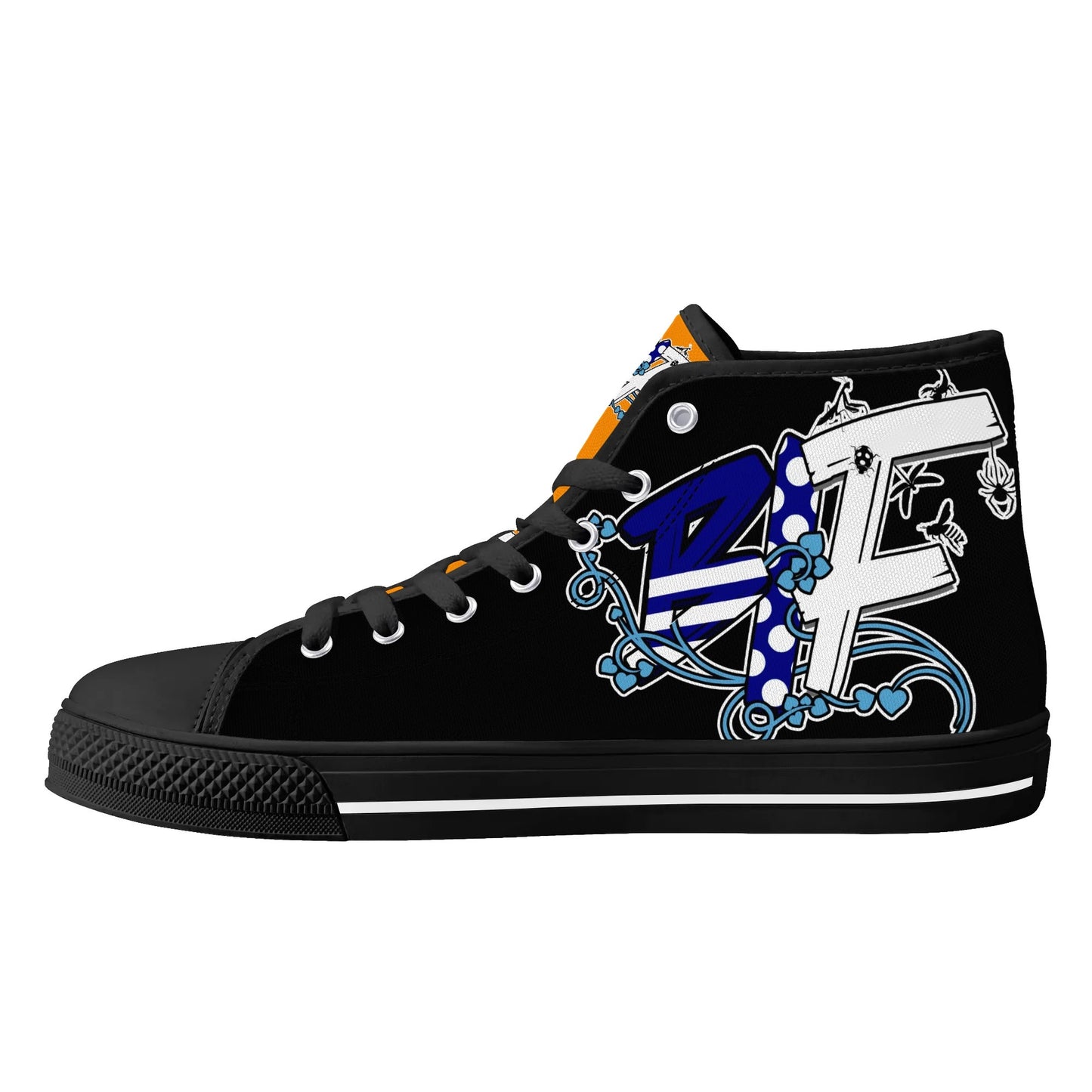 Blk Insct Famili Mens High Top Canvas Shoes - Customized Tongue