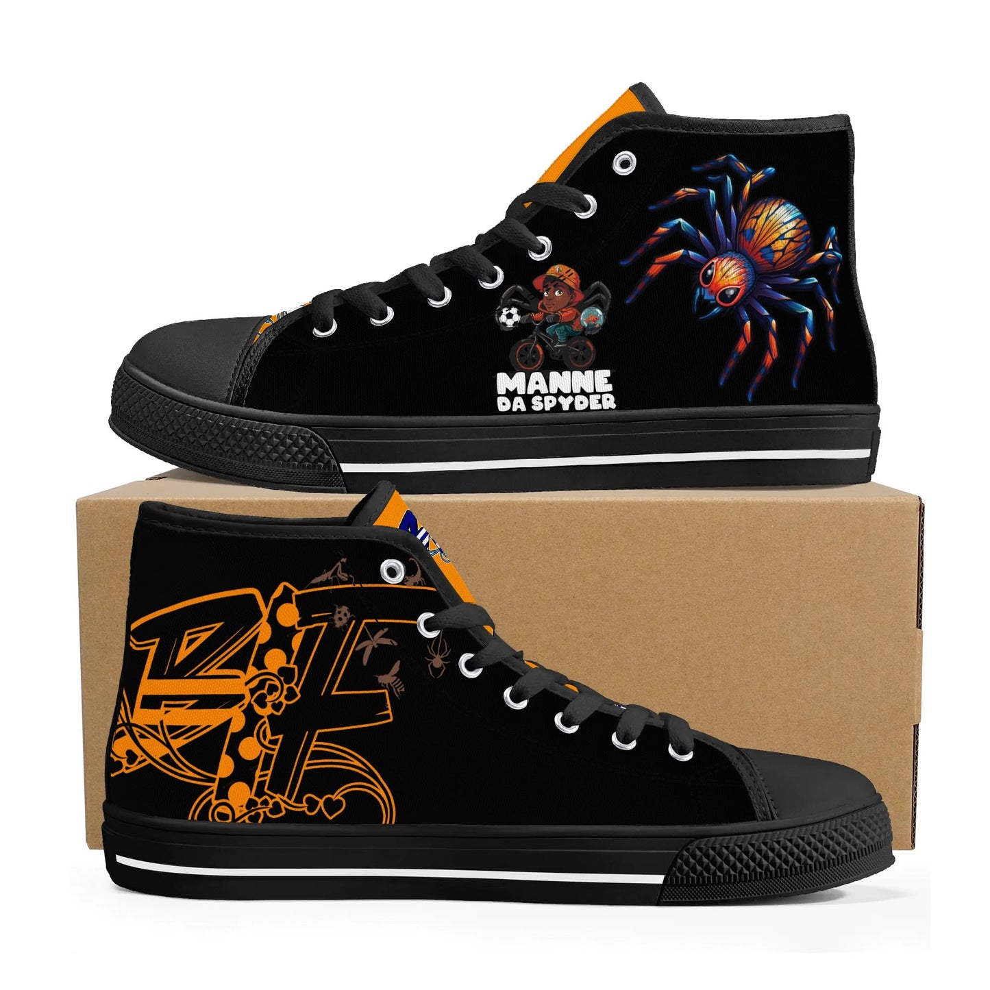 Blk Insct Famili Mens High Top Canvas Shoes - Customized Tongue