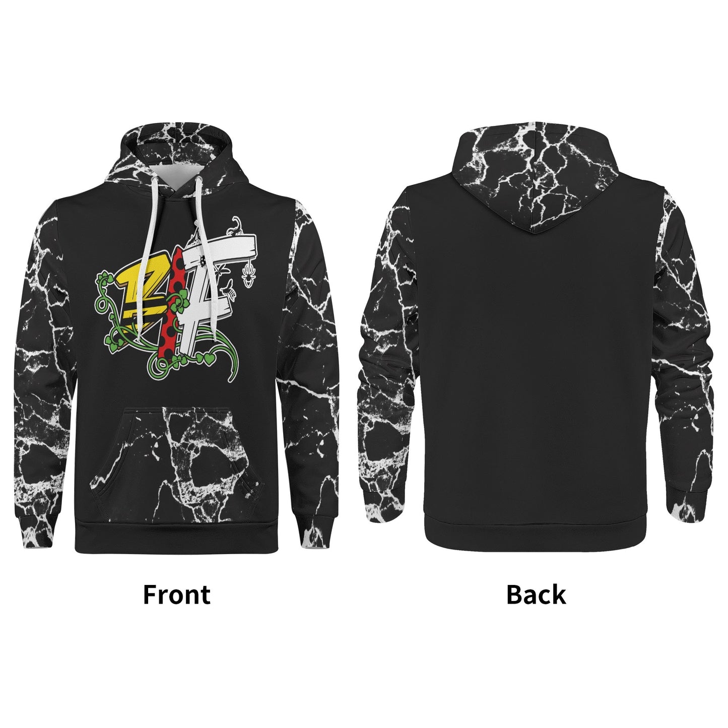 Blk Insct Famili Mens All Over Print Warm Velvets Pair Of Hoodie