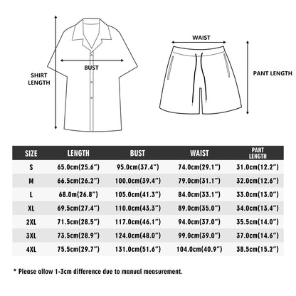 Blk Insct Famili Mens Regular Fit Hawaiian Short Sleeve Shirt and Shorts Set