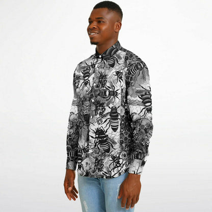 Bee Who U Be Long Sleeve Button Down Shirt - AOP